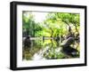 Zen Pond in Forest. Photography of Stone Towers, Peace and Calm Concept-Banana Republic images-Framed Photographic Print