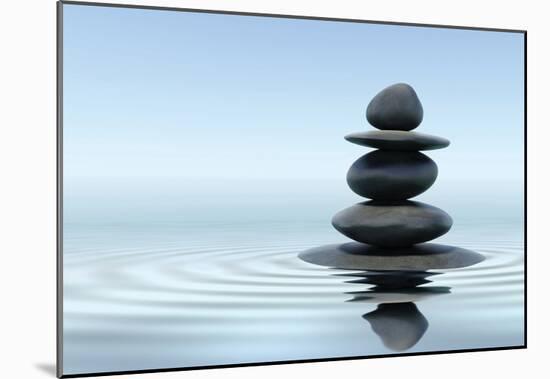 Zen Stones In Water-null-Mounted Poster