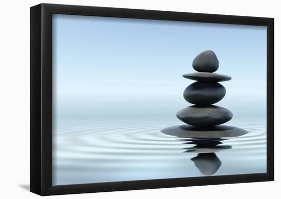 Zen Stones In Water-null-Framed Poster
