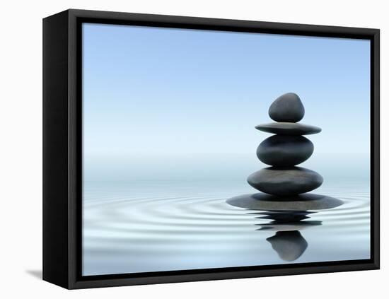 Zen Stones In Water-f9photos-Framed Stretched Canvas