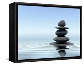 Zen Stones In Water-f9photos-Framed Stretched Canvas