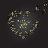 Follow Your Heart Inspiration Quote Gold Heart Dandelion Seeds-ZenFruitGraphics-Stretched Canvas