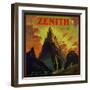 Zenith Brand - East Whittier, California - Citrus Crate Label-Lantern Press-Framed Art Print