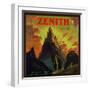 Zenith Brand - East Whittier, California - Citrus Crate Label-Lantern Press-Framed Art Print