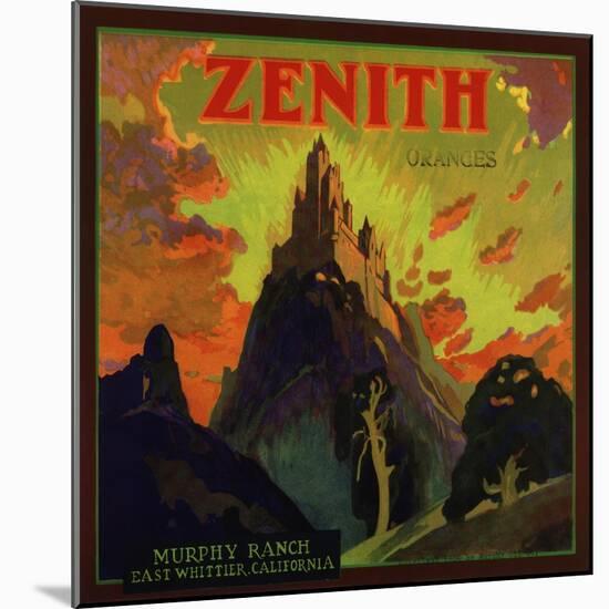 Zenith Brand - East Whittier, California - Citrus Crate Label-Lantern Press-Mounted Art Print