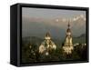 Zenkov Cathedral and Tien Shan Mountains, Almaty, Kazakhstan, Central Asia-Upperhall-Framed Stretched Canvas