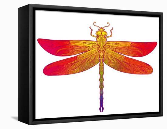 Zentangle Stylized Dragonfly. Ethnic Patterned Vector Illustration. African, Indian, Totem, Tribal,-Gorbash Varvara-Framed Stretched Canvas