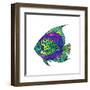 Zentangle Stylized Fish with Abstract Colorful Background. Hand Drawn Patterned Animal Illustration-Avokishvok-Framed Art Print