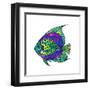 Zentangle Stylized Fish with Abstract Colorful Background. Hand Drawn Patterned Animal Illustration-Avokishvok-Framed Art Print