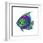 Zentangle Stylized Fish with Abstract Colorful Background. Hand Drawn Patterned Animal Illustration-Avokishvok-Framed Art Print