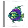 Zentangle Stylized Fish with Abstract Colorful Background. Hand Drawn Patterned Animal Illustration-Avokishvok-Stretched Canvas