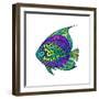 Zentangle Stylized Fish with Abstract Colorful Background. Hand Drawn Patterned Animal Illustration-Avokishvok-Framed Art Print