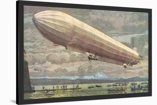 Zeppelin above Lake Constance-null-Stretched Canvas