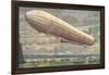 Zeppelin above Lake Constance-null-Framed Art Print