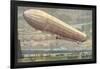 Zeppelin above Lake Constance-null-Framed Art Print