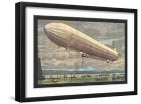 Zeppelin above Lake Constance-null-Framed Art Print