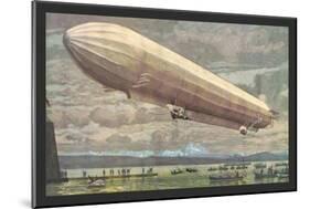 Zeppelin above Lake Constance-null-Mounted Art Print