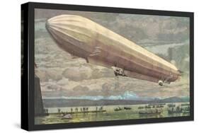 Zeppelin above Lake Constance-null-Stretched Canvas
