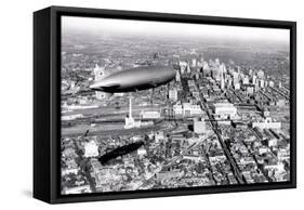 Zeppelin above Philadelphia-null-Framed Stretched Canvas