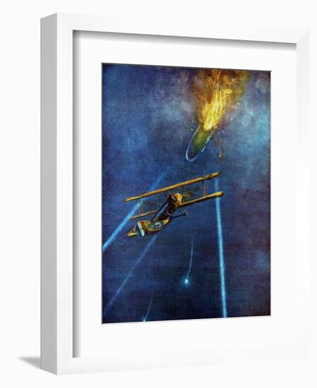 Zeppelin Airship Shot Down at Cuffley, Near Enfield, During Bombing Raid on London, 1916-null-Framed Giclee Print