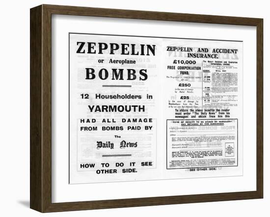 Zeppelin and Accident Insurance Advertisement, 1910-null-Framed Giclee Print