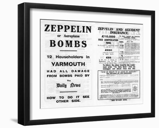 Zeppelin and Accident Insurance Advertisement, 1910-null-Framed Giclee Print