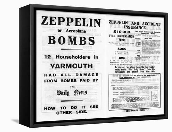 Zeppelin and Accident Insurance Advertisement, 1910-null-Framed Stretched Canvas