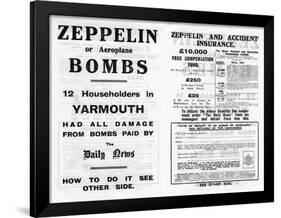 Zeppelin and Accident Insurance Advertisement, 1910-null-Framed Giclee Print