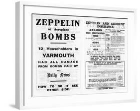 Zeppelin and Accident Insurance Advertisement, 1910-null-Framed Giclee Print