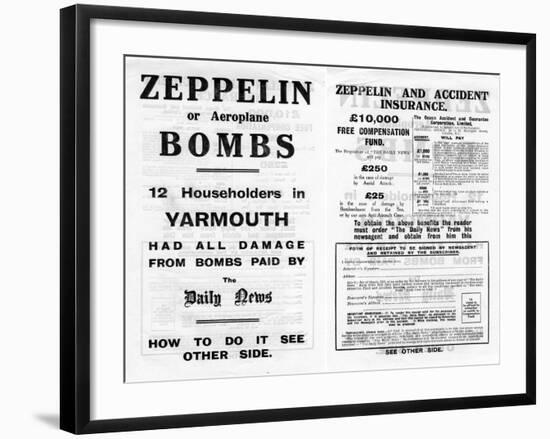 Zeppelin and Accident Insurance Advertisement, 1910-null-Framed Giclee Print