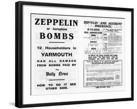 Zeppelin and Accident Insurance Advertisement, 1910-null-Framed Giclee Print