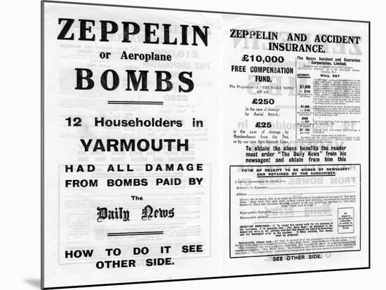 Zeppelin and Accident Insurance Advertisement, 1910-null-Mounted Giclee Print