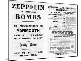 Zeppelin and Accident Insurance Advertisement, 1910-null-Mounted Giclee Print