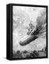 Zeppelin Destroyed by an English Aviator, 1915-Lemonier-Framed Stretched Canvas