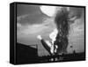 Zeppelin Hindenburg Burning in Lakehurst-null-Framed Stretched Canvas