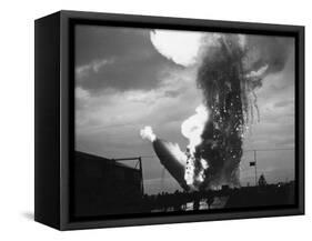 Zeppelin Hindenburg Burning in Lakehurst-null-Framed Stretched Canvas