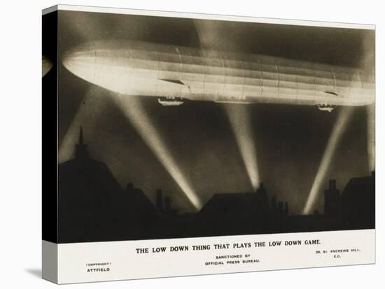 Zeppelin Illuminated by Searchlights-null-Stretched Canvas