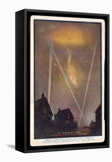 Zeppelin L21 Falls from the Sky after Being Attacked by Lieutenant Robinson-null-Framed Stretched Canvas