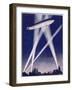 Zeppelin Raider is Caught in the Searchlights Over the Countryside-W.r. Stott-Framed Photographic Print