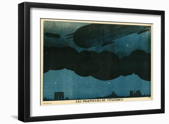 Zeppelins over Paris-Paul Iribe-Framed Art Print