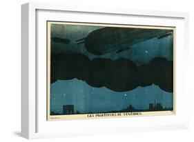 Zeppelins over Paris-Paul Iribe-Framed Art Print