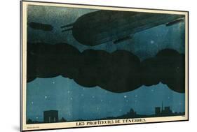 Zeppelins over Paris-Paul Iribe-Mounted Art Print