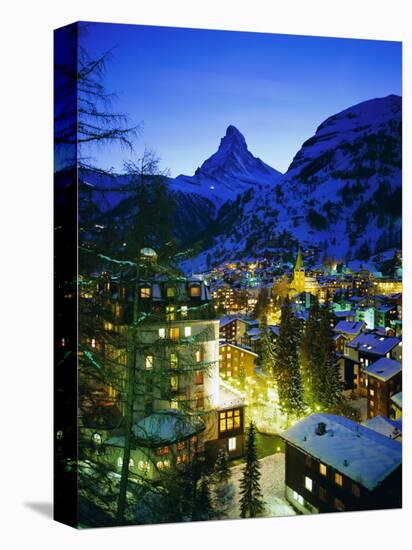 Zermatt and the Matterhorn Mountain in Winter, Zermatt, Swiss Alps, Switzerland, Europe-Gavin Hellier-Stretched Canvas