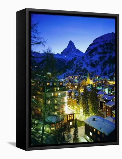 Zermatt and the Matterhorn Mountain in Winter, Zermatt, Swiss Alps, Switzerland, Europe-Gavin Hellier-Framed Stretched Canvas