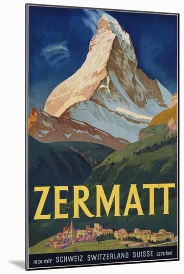 Zermatt Poster by Carl Moos-null-Mounted Giclee Print