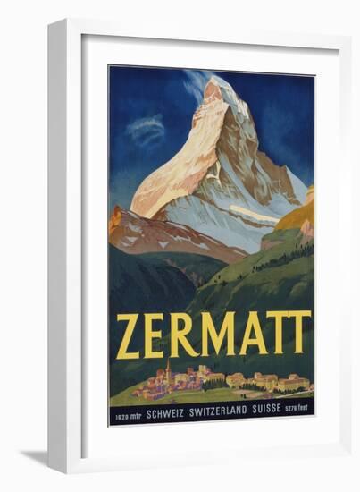 Zermatt Poster by Carl Moos-null-Framed Premium Giclee Print