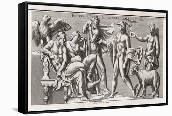 Zeus and Hera Sit with His Eagle Visited by Poseidon-null-Framed Stretched Canvas