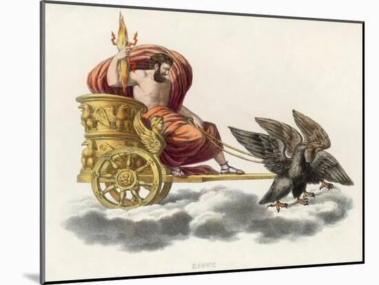 Zeus Carrying a Handful of Thunderbolts in His Golden Chariot Drawn by Eagles-P. Palagi-Mounted Art Print