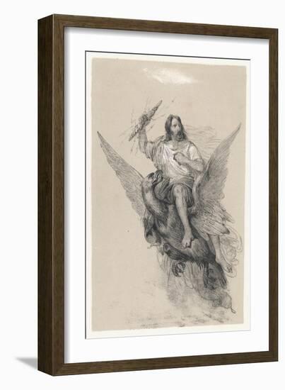 Zeus Holding Thunderbolts Rides His Eagle-Victor Jean Adam-Framed Art Print