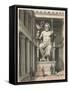 Zeus statue in the temple at Olympia - Sculpture by Phidias-Heinrich Leutemann-Framed Stretched Canvas